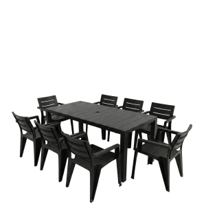 Gartenmöbel Set Julia & 8 Julia Sessel – XXL Essgruppe in Polyrattan-Optik (Graphit)