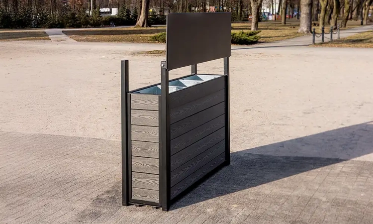 Wertstoffsammler Narcyz WPC 3×75 l Stahl mit WPC-Verkleidung – Bild 6