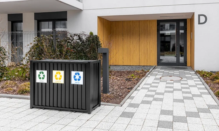 Wertstoffsammler Nero 3×75 l verzinkter Stahl schwarz – Bild 5