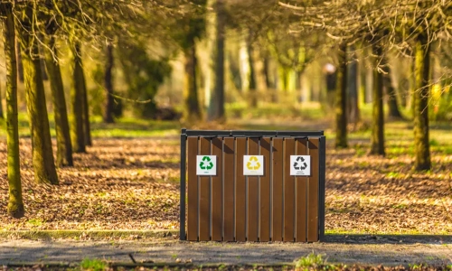 Wertstoffsammler Prestige 3×75 l Stahl mit Holzleisten EN 1176 – Bild 1