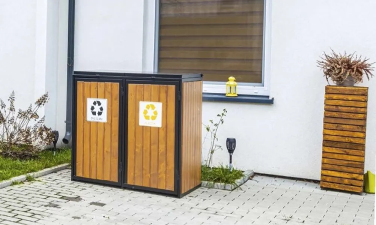 Mülltonnenbox HERAKLES II für 2 x 120 l Stahl/Holz – Bild 3