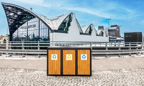 Mülltonnenbox HERAKLES III für 3 x 120 l Stahl/Holz – Bild 1