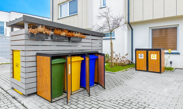 Mülltonnenbox HERAKLES III für 3 x 120 l Stahl/Holz – Bild 4