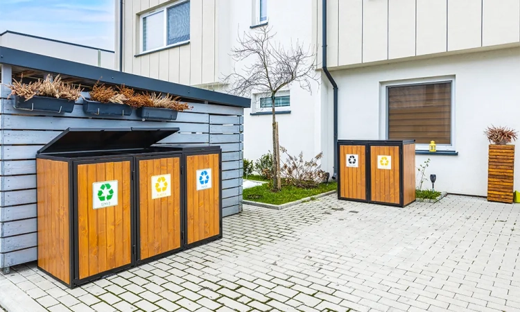 Mülltonnenbox HERAKLES III für 3 x 120 l Stahl/Holz – Bild 5