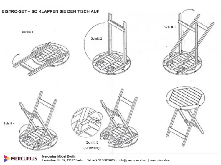 Balkonmoebel-Set Bistro Akazienholz klein 7