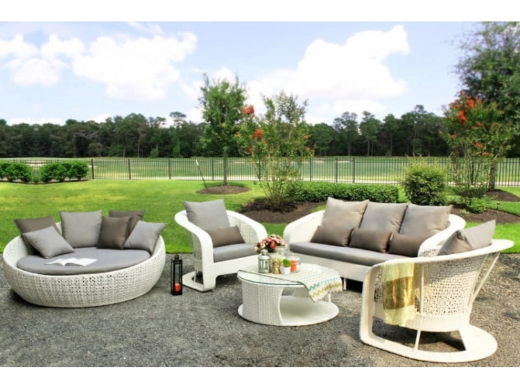 Gartenmöbel Set Snow aus Technorattan mit Sonnenliege