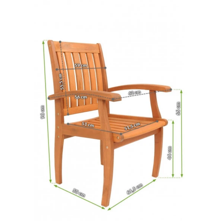 Stuhl Florenz mit Abmessungen.