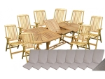 Akazienholz Gartenmöbel Set für 8 Personen Marsylia mit Auflagen