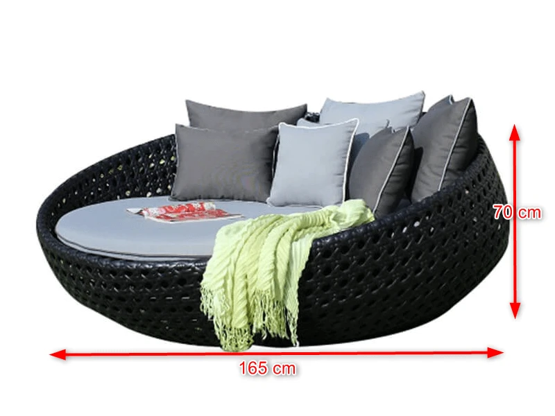 Sonneninsel Polyrattan schwarz 165 cm