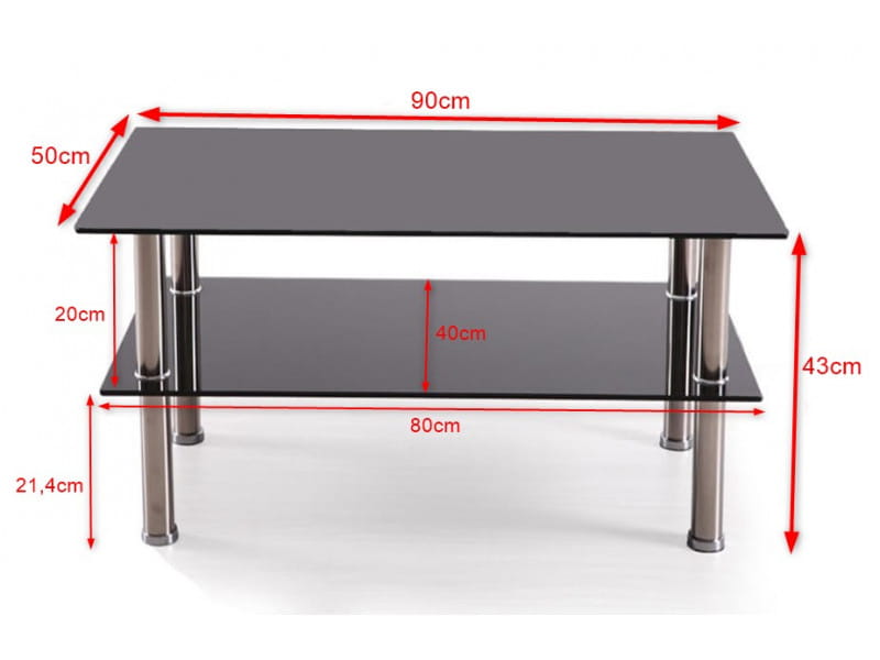 Couchtisch SENDY Glas Edelstahl 90x50x43 2