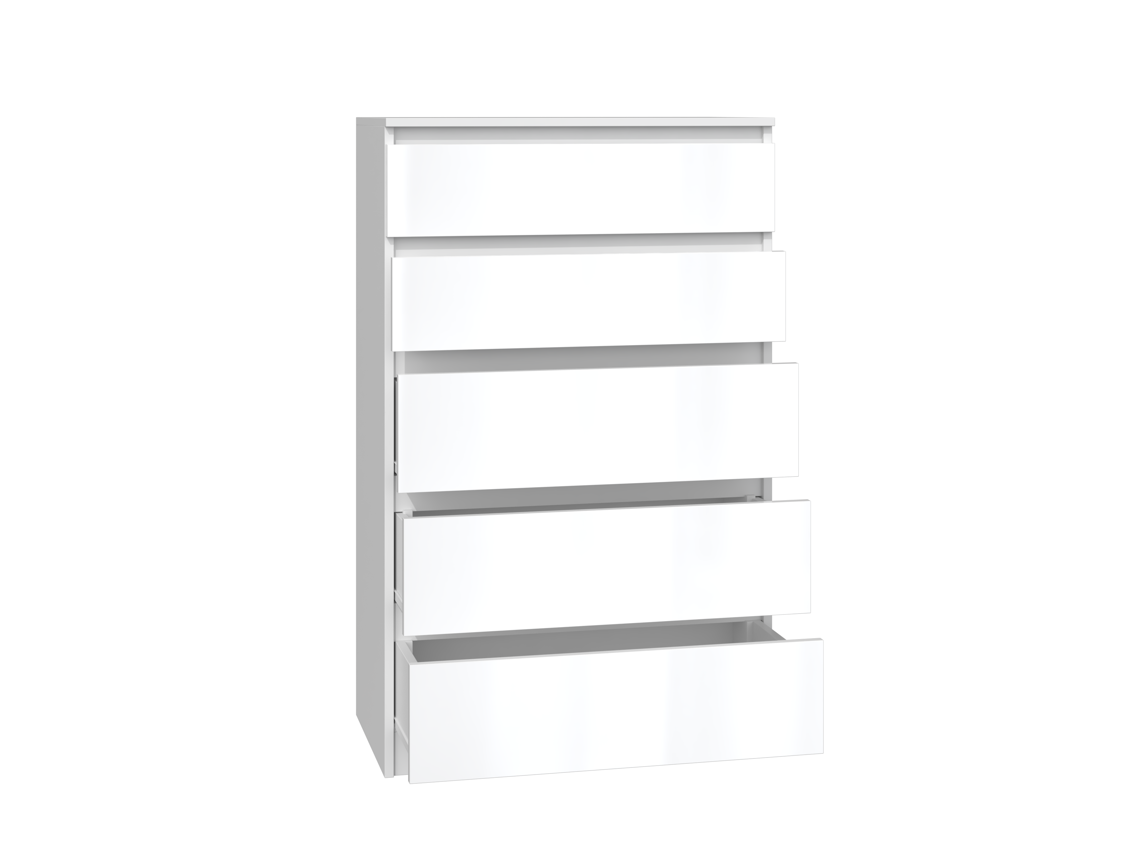 Kommode MALWA M5 weiss lackiert grifflos 5 Schubladen 2