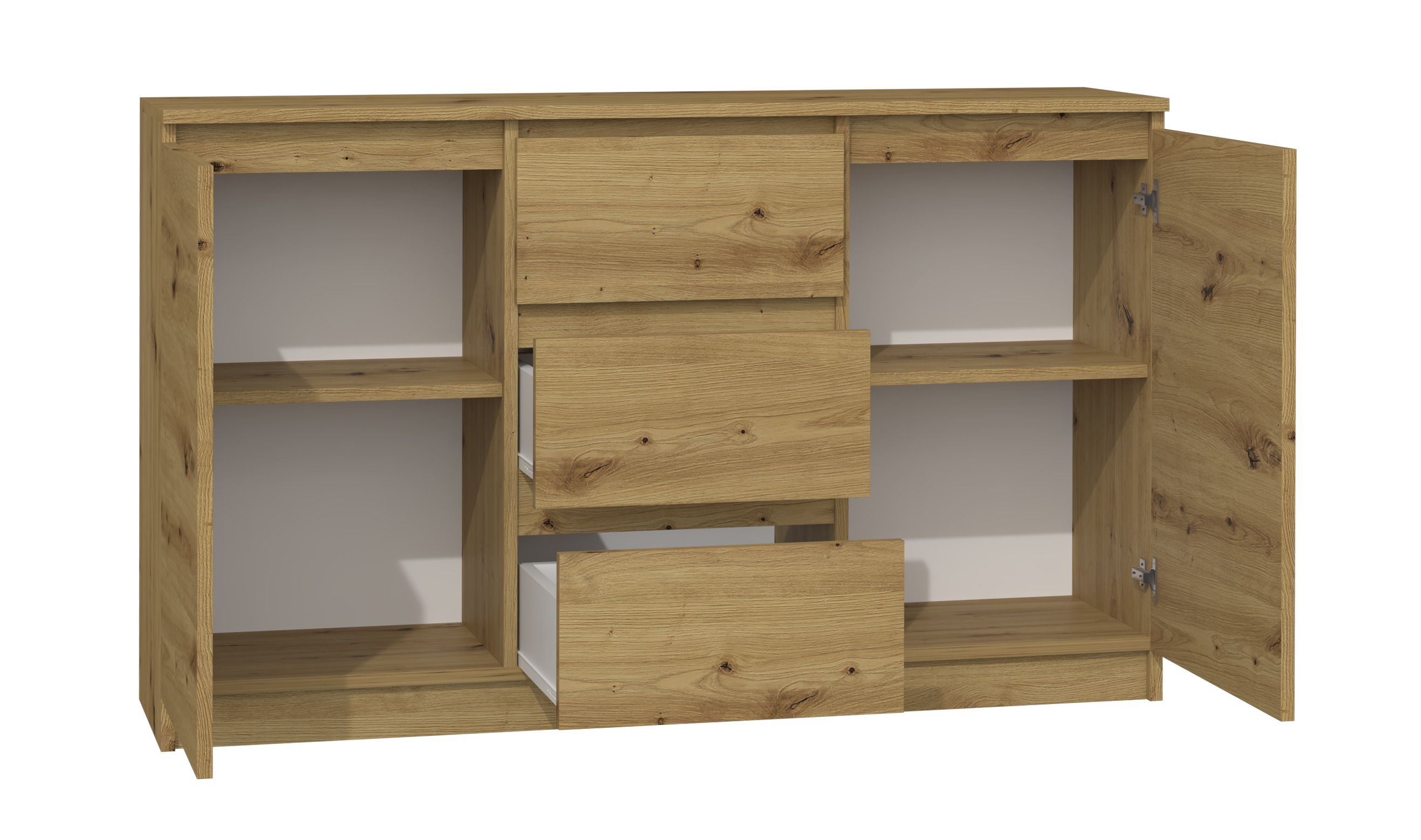 Kommode 2D3S 120 Eiche Artisan Tueren 3 Schubladen 2