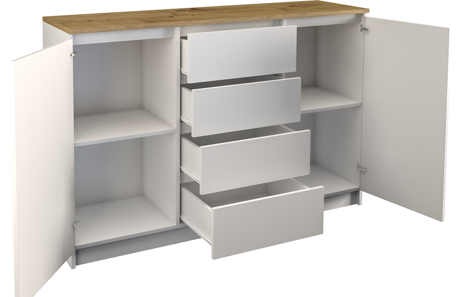 Kommode 2D4S 120 weiss Eiche Artisan 4 Schubladen 2