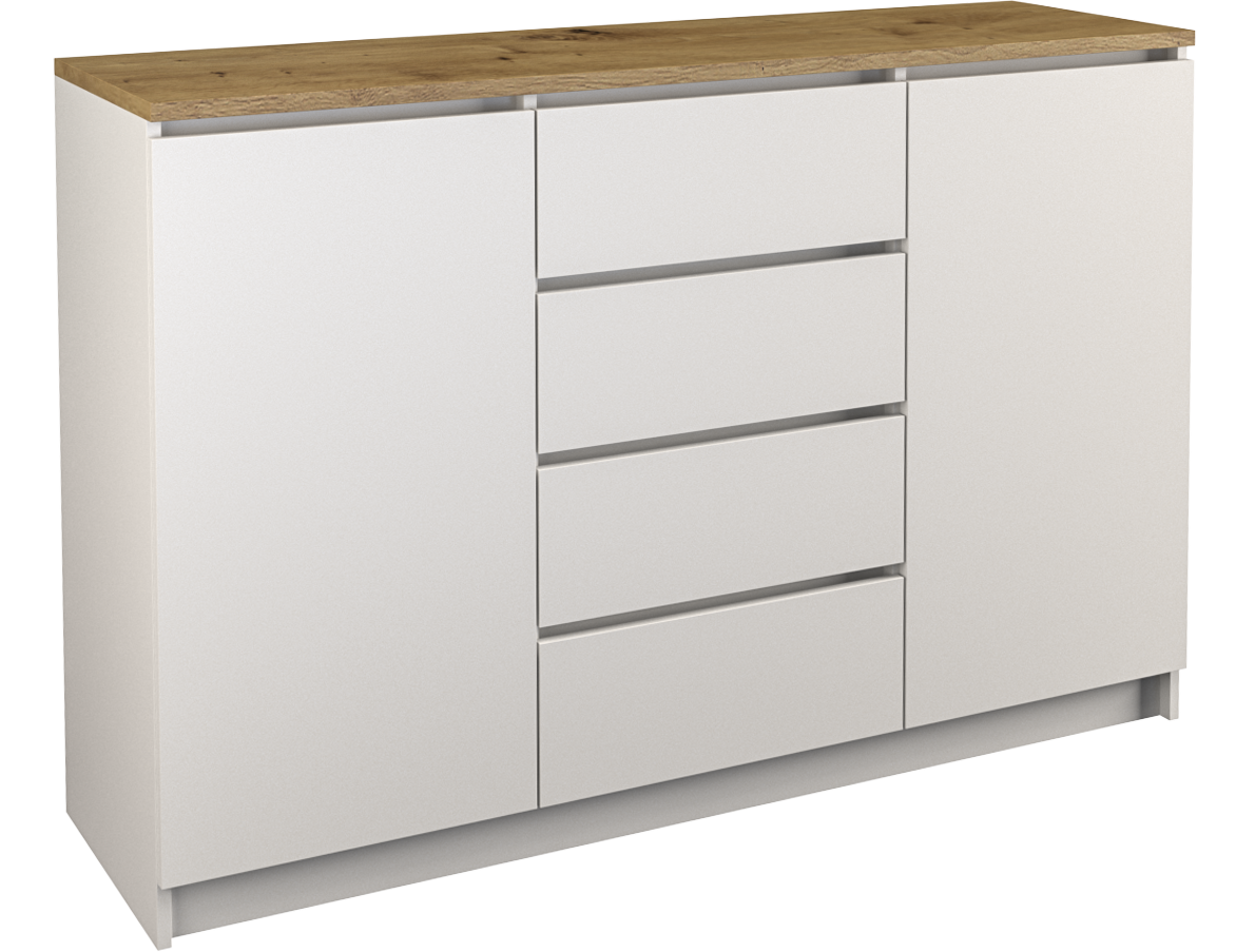 Kommode 2D4S 120 weiss Eiche Artisan 4 Schubladen