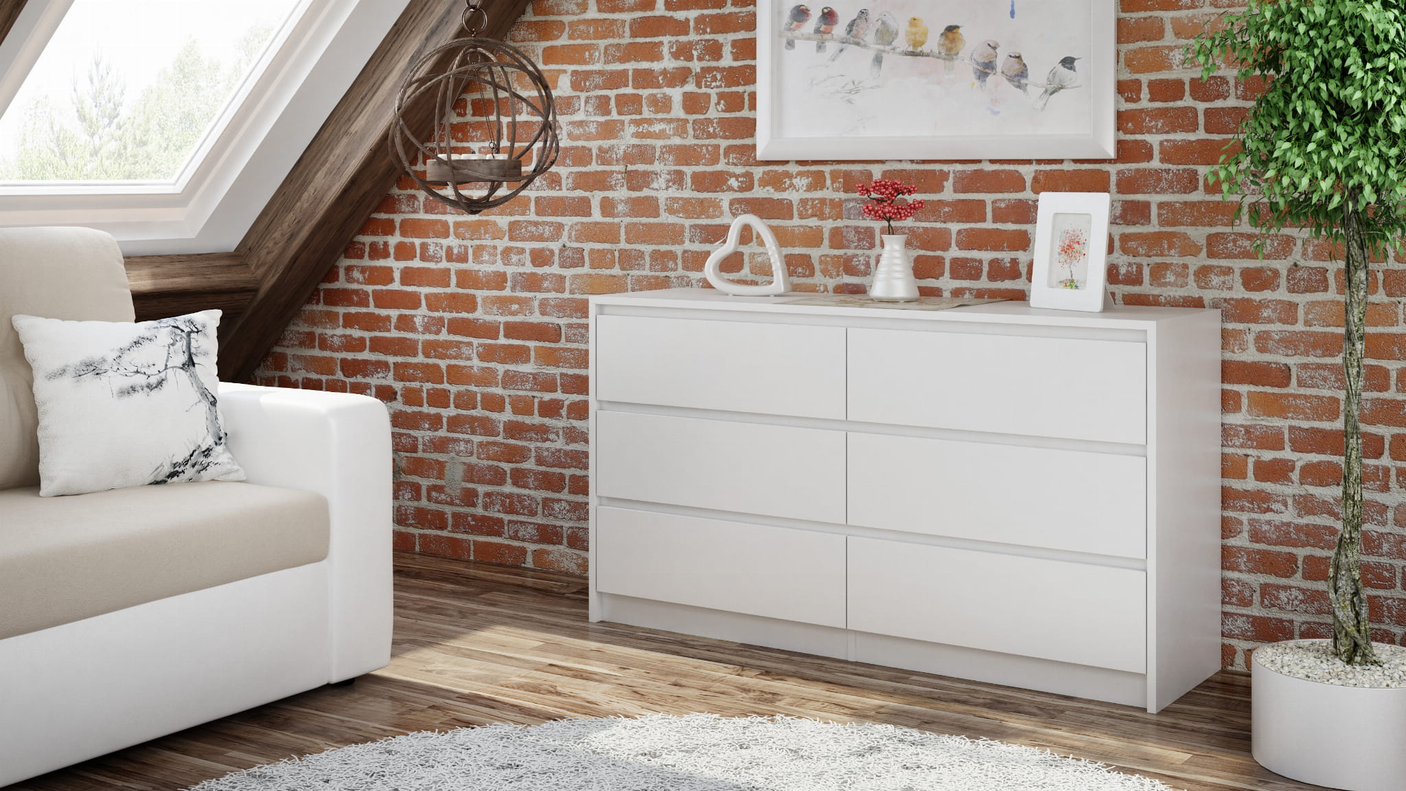 Kommode KARO K120 weiss 6 Schubladen 2