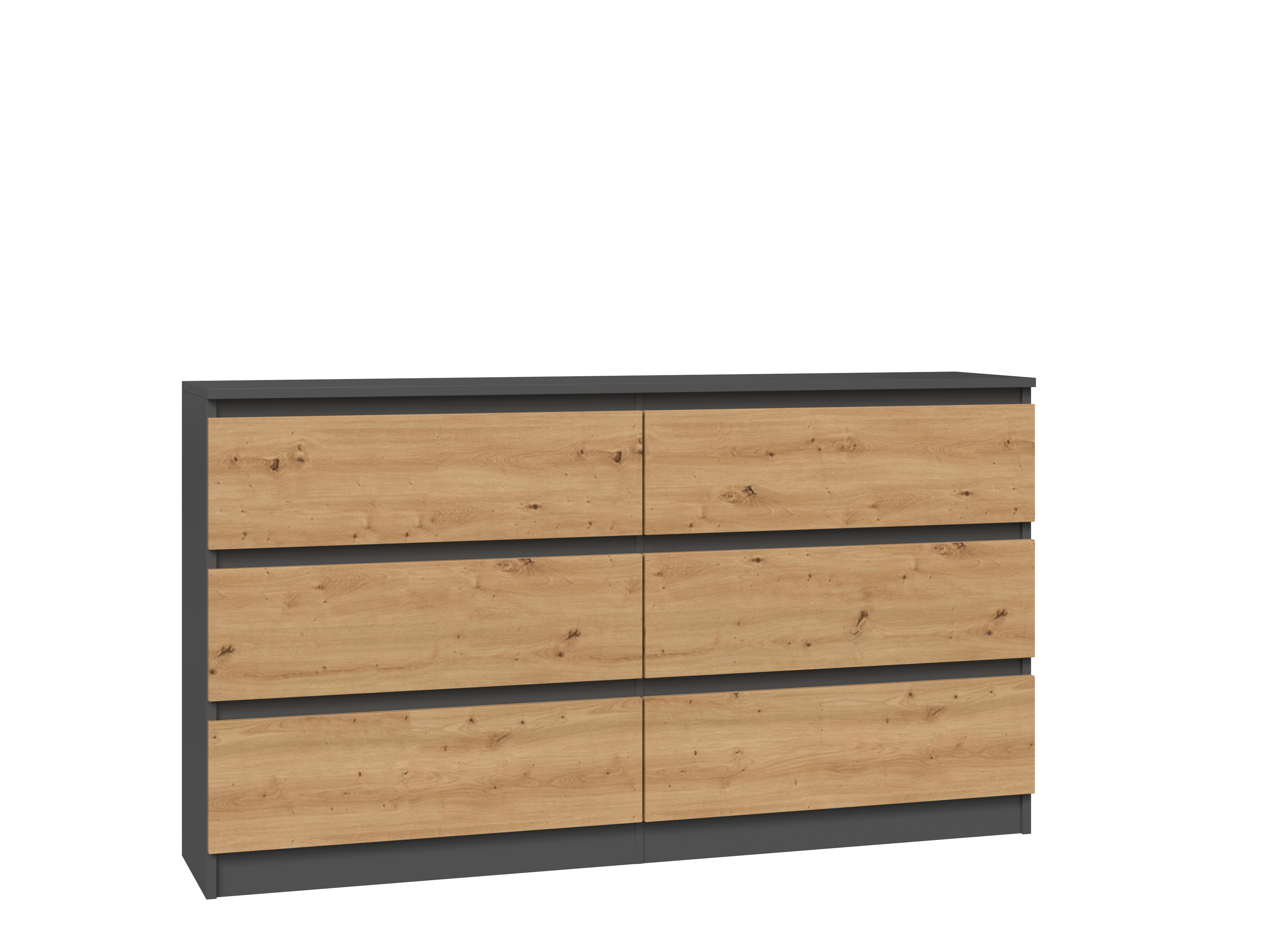 Kommode MALWA M6 140 Anthrazit Eiche Artisan 6 Schubladen