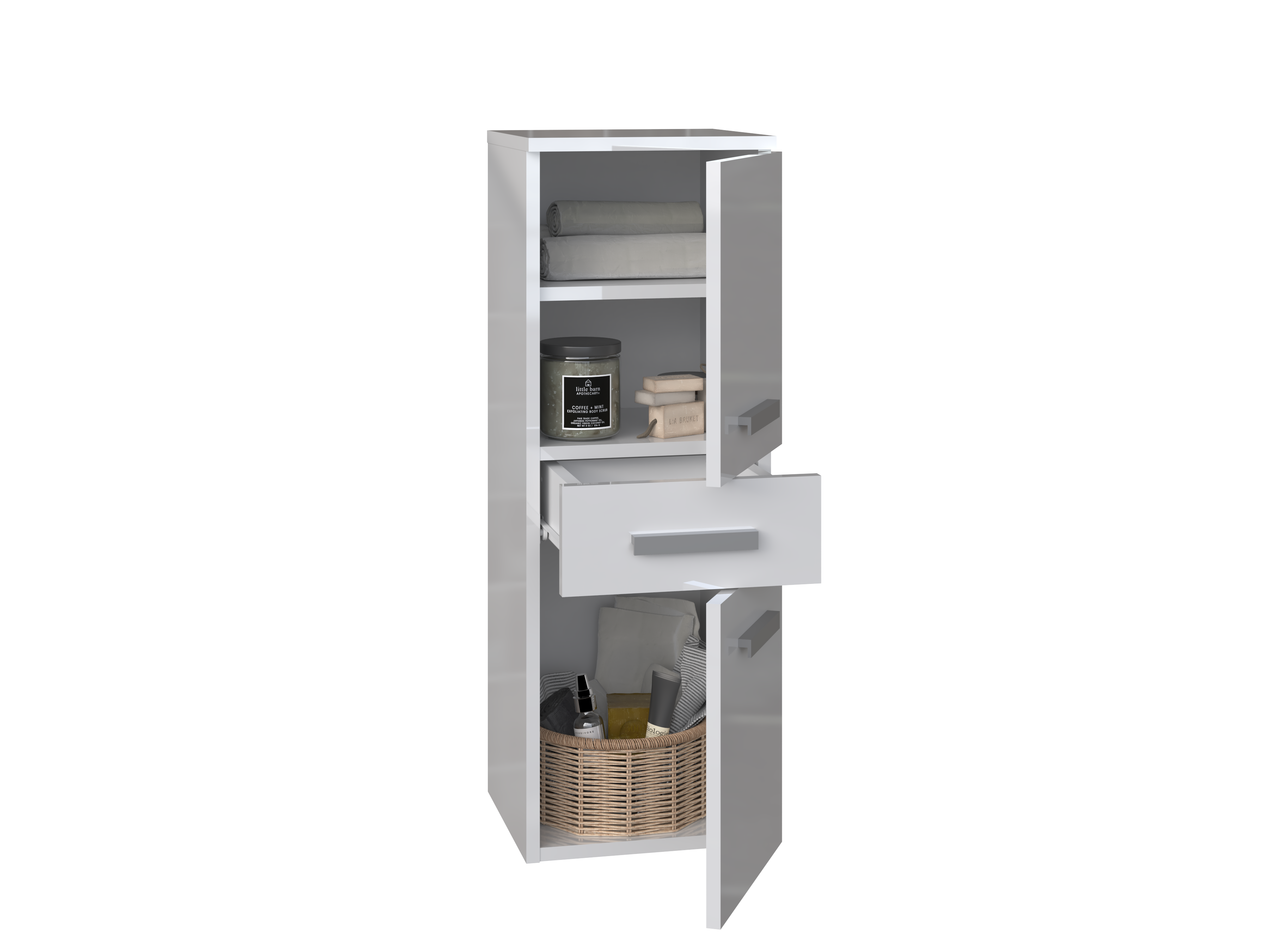 Badezimmerschrank NEL V DDS weiss glaenzend 2