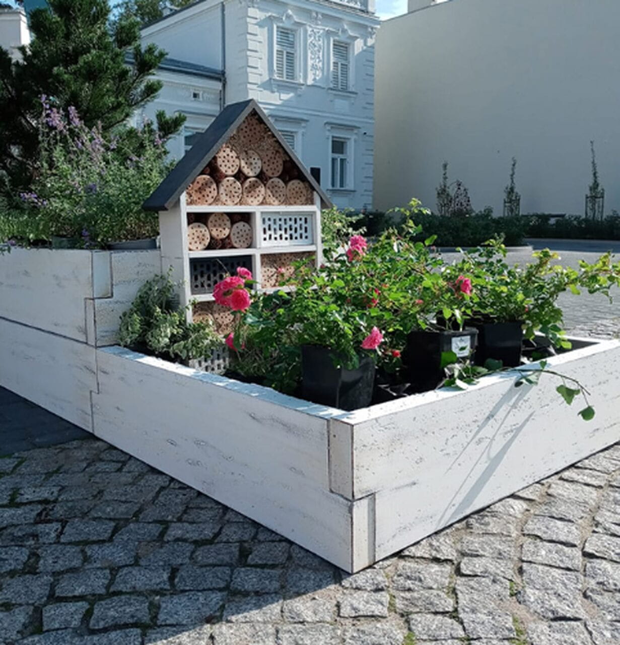 Hochbeet Beton Travertin Form 2 29 cm Travertin-Optik 2