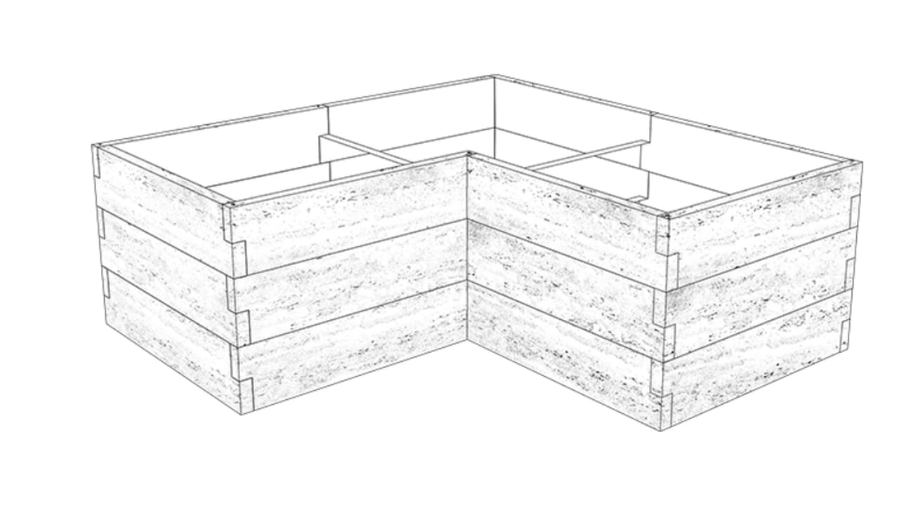 Hochbeet Beton Travertin Form 2 86 cm Travertin-Optik