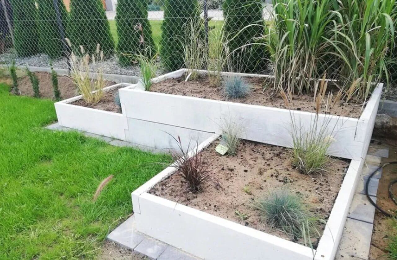 Hochbeet Beton Travertin Form 3 58 cm Travertin-Optik 2