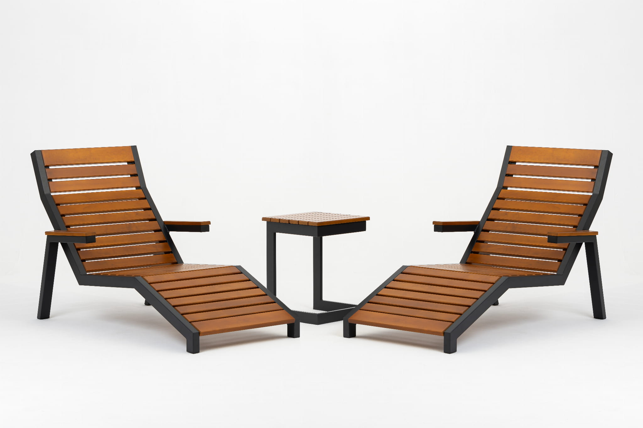 Gartenliege Modern 2+1 Liegen-Set mit Auflagen 2