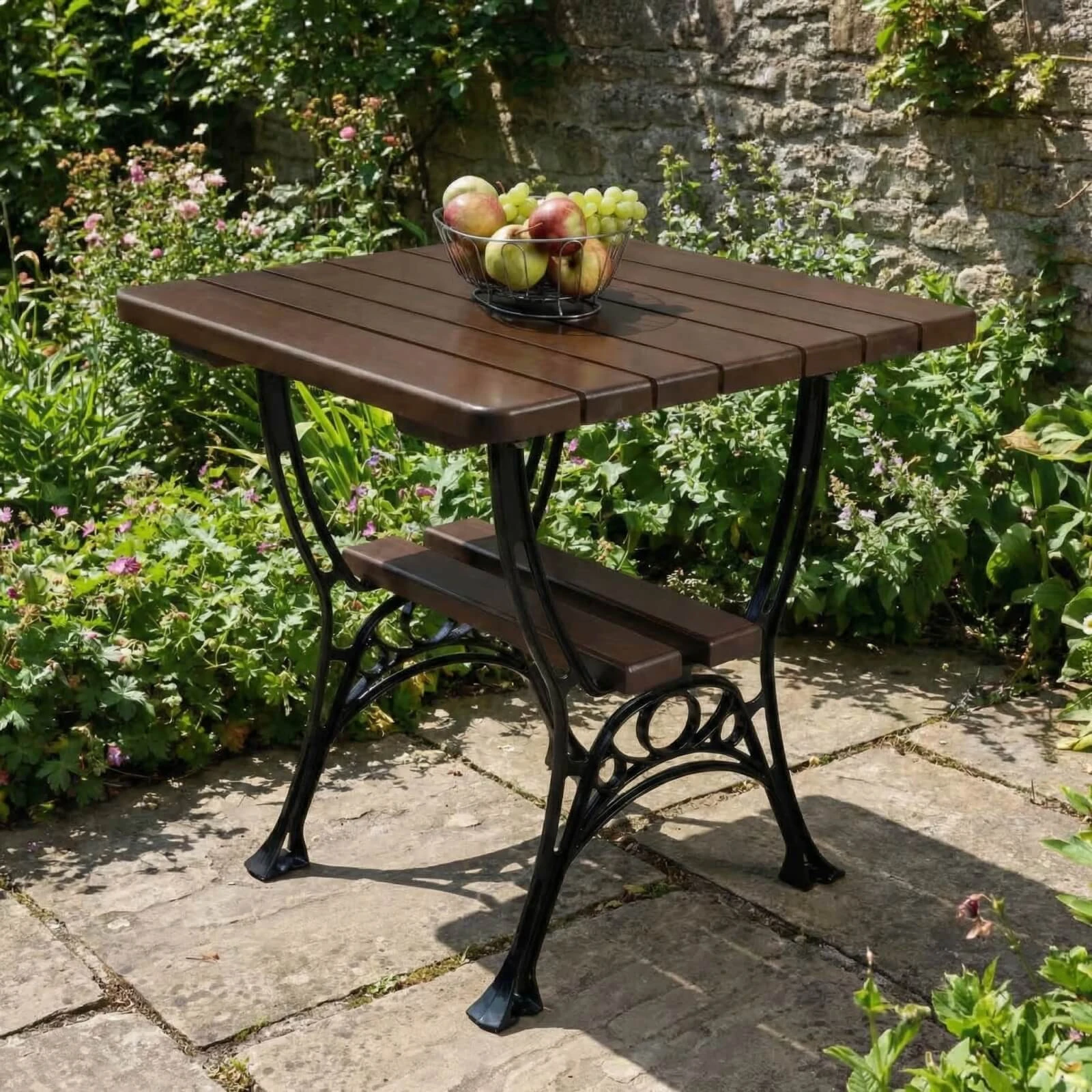 Gartentisch ROYAL 75x75 Holz Gusseisen 2
