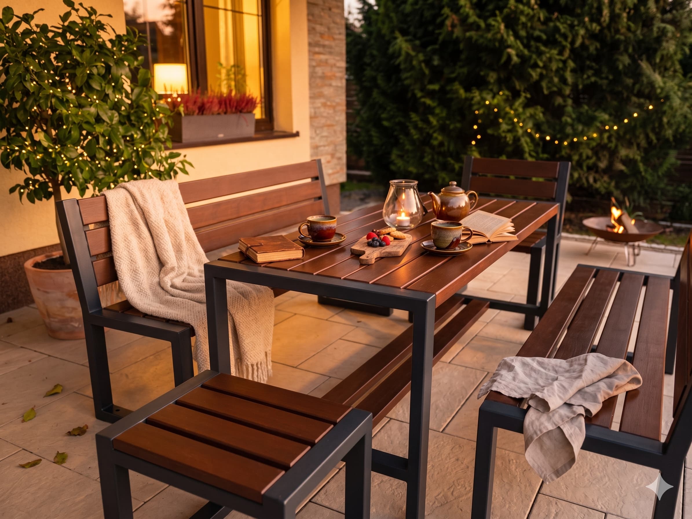 Gartenmöbel Berlin: Modernes Holz-Set für 8 Personen mit maximaler Platzersparnis